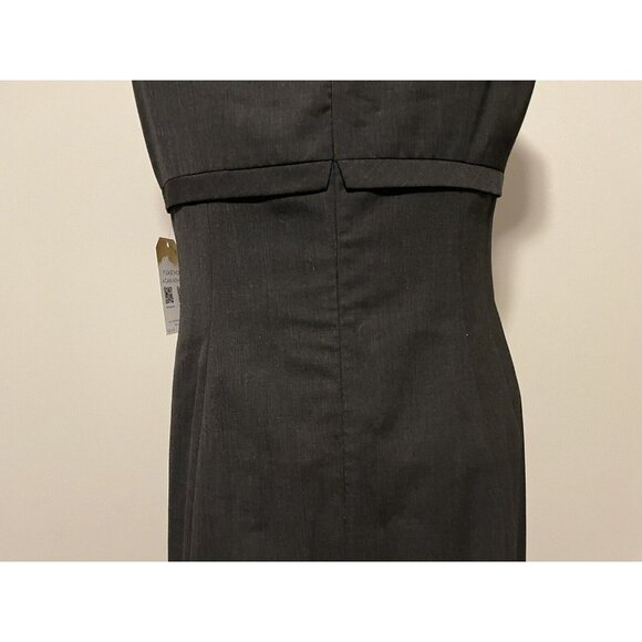 Rebecca Taylor Dark Grey Sheath Dress with Accent Bow, Size 12 - Picture 10 of 11
